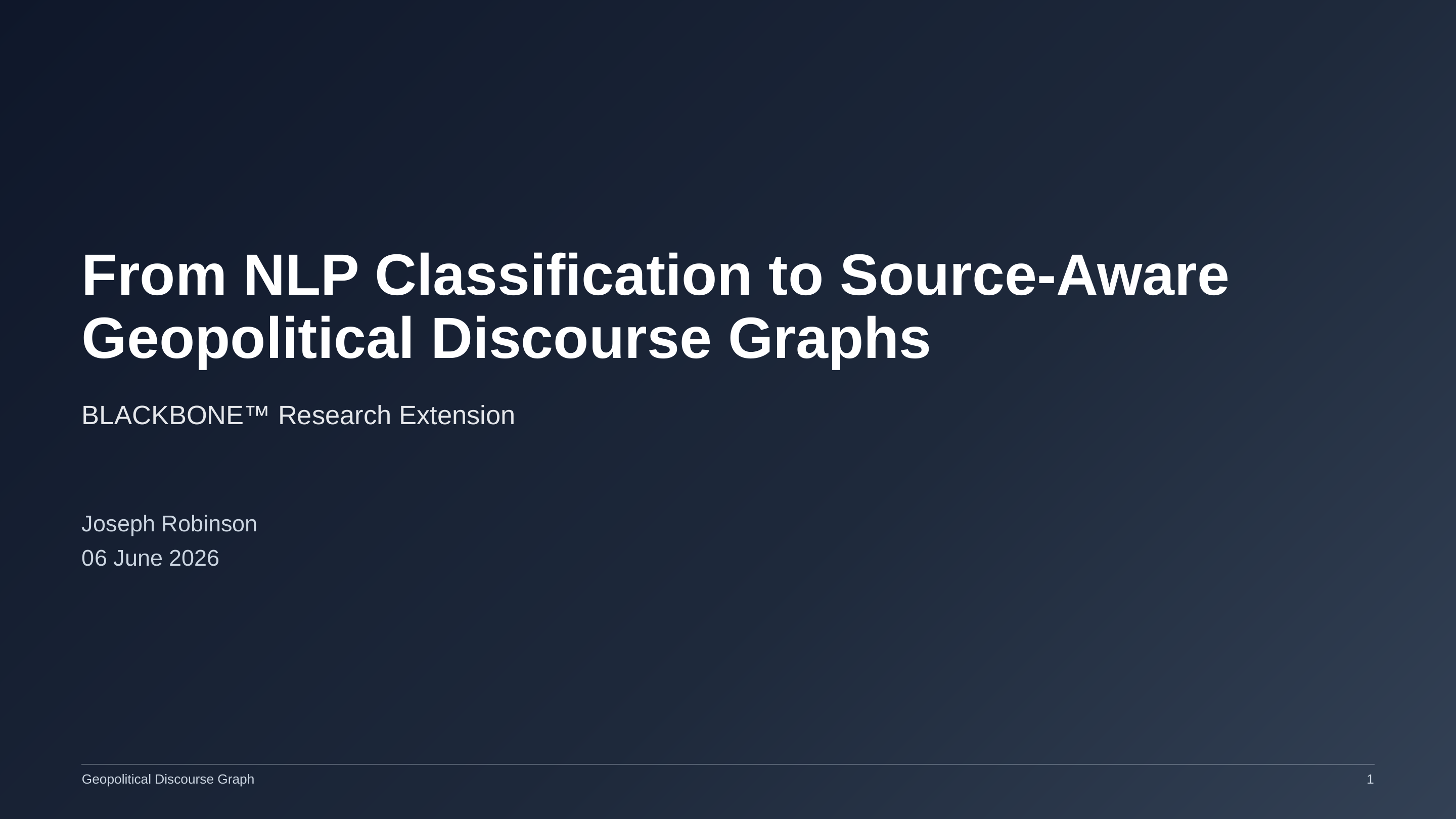 Geopolitical Discourse Graph presentation slide 1