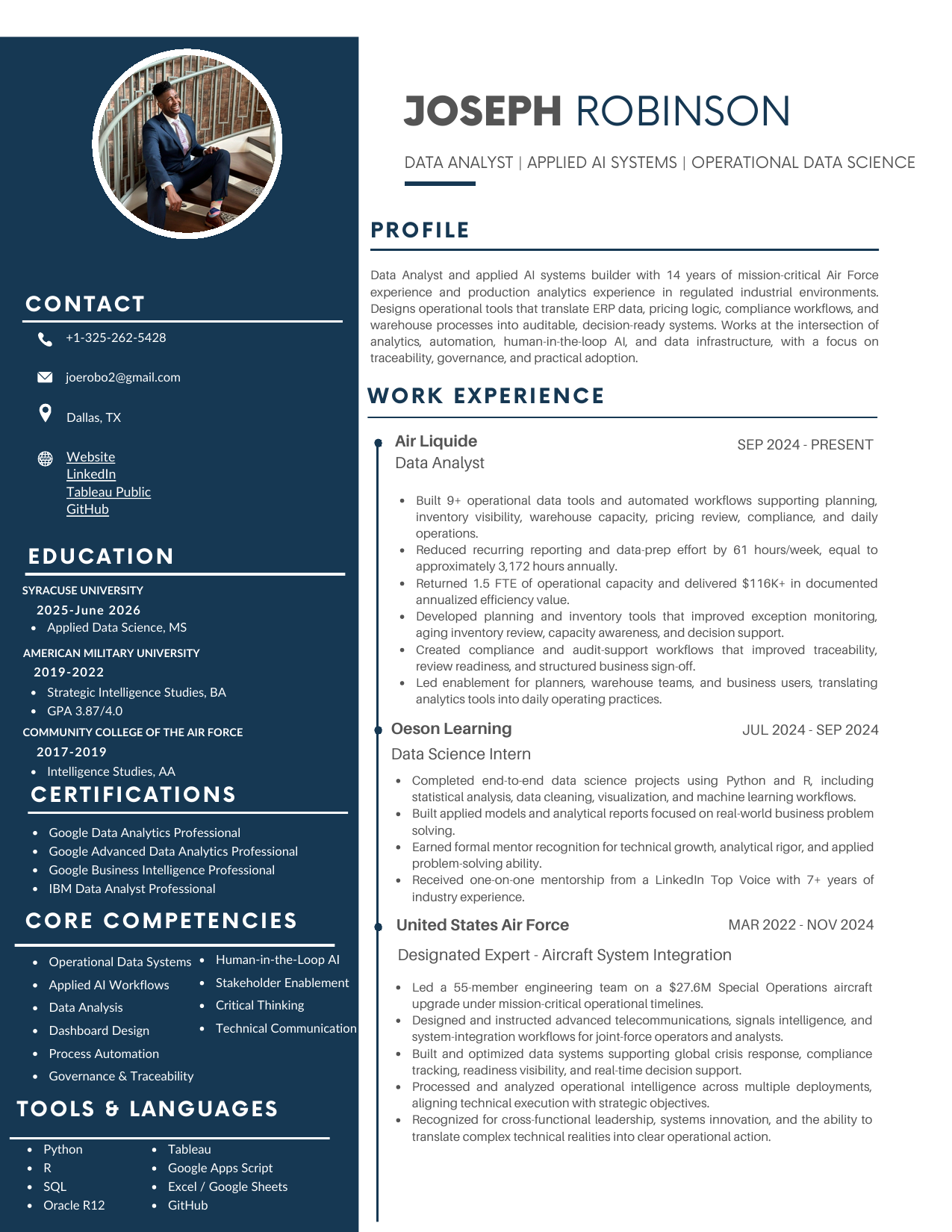 Joseph Robinson resume preview